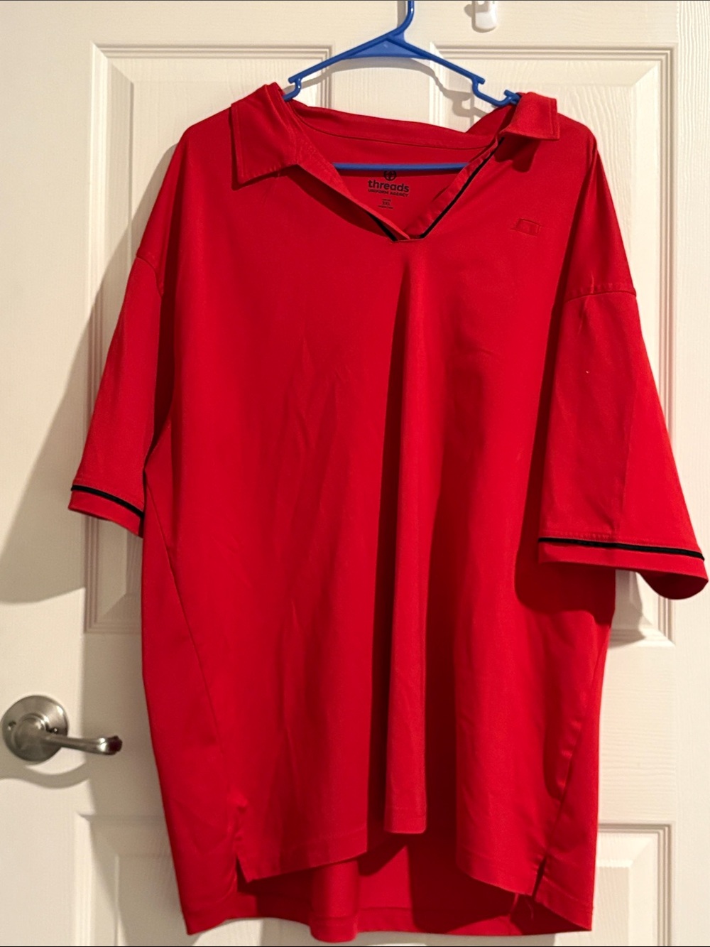 Threads Mens Red V-Neck Polo Shirt